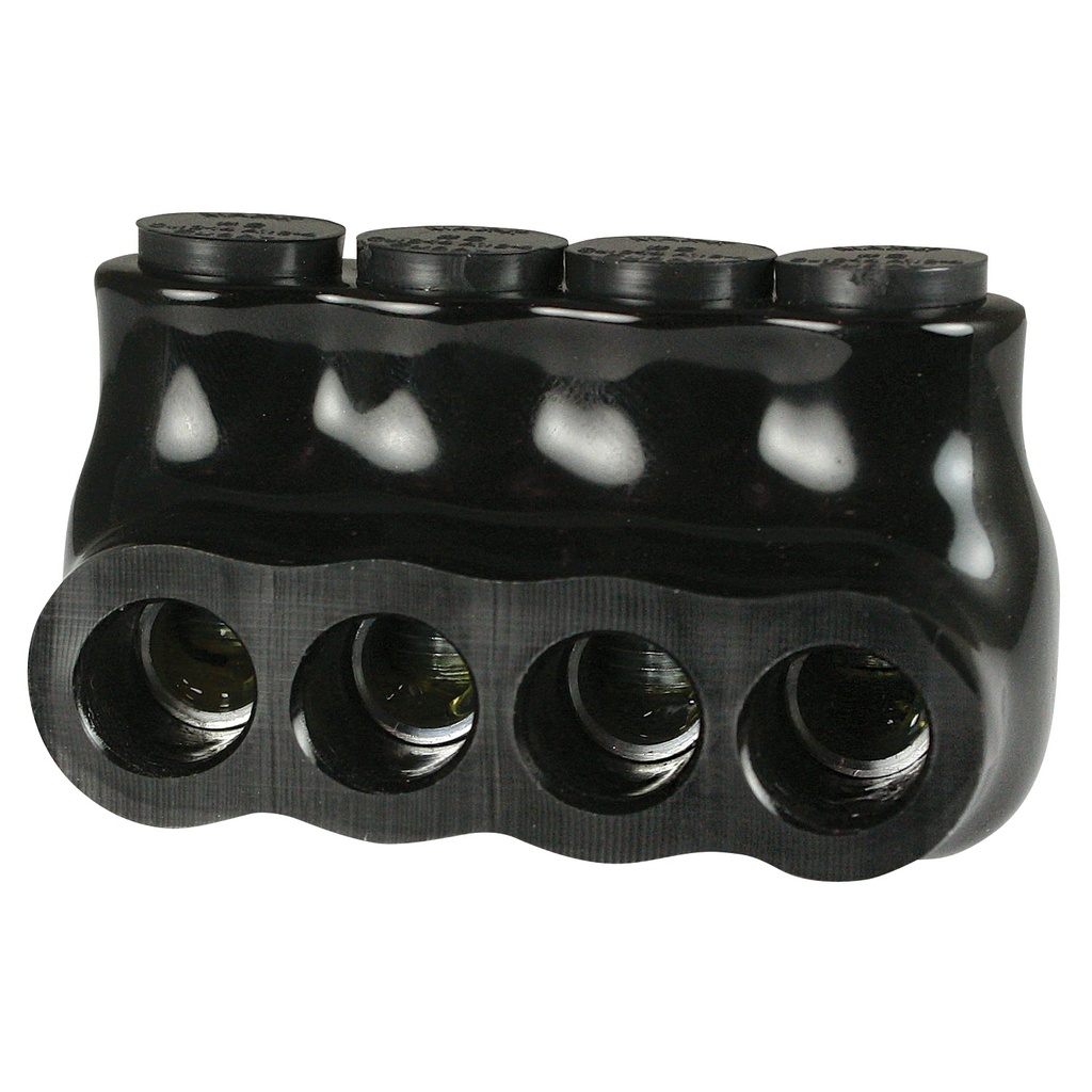 Insulated Multi Tap Connector |  4 Port | 14 AWG-2 AWG |  600V Class | Black Plastisol Insulation | Single Side Wire Entry | UL Listed 486B