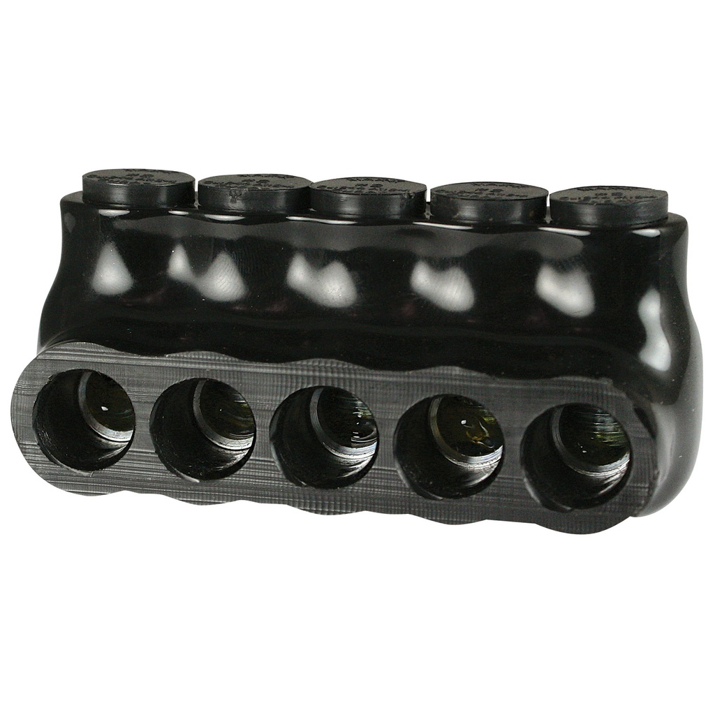 Insulated Multi Tap Connector |  5 Port | 14 AWG-2 AWG |  600V Class | Black Plastisol Insulation | Single Side Wire Entry | UL Listed 486B