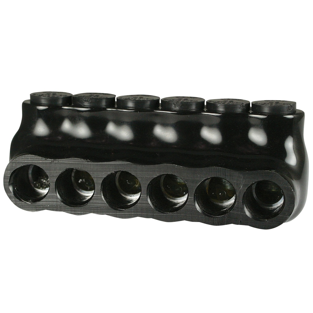 Insulated Multi Tap Connector |  6 Port | 14 AWG-2 AWG |  600V Class | Black Plastisol Insulation | Single Side Wire Entry | UL Listed 486B
