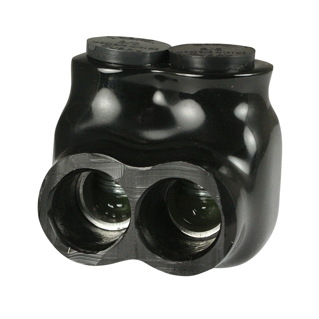 Insulated Multi Tap Connector |  2 Port | 6 AWG-3/0 AWG |  600V Class | Black Plastisol Insulation | Single Side Wire Entry | UL Listed 486B