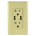 Wall Outlet with USB Charging Ports 3.4 Amp, Ivory