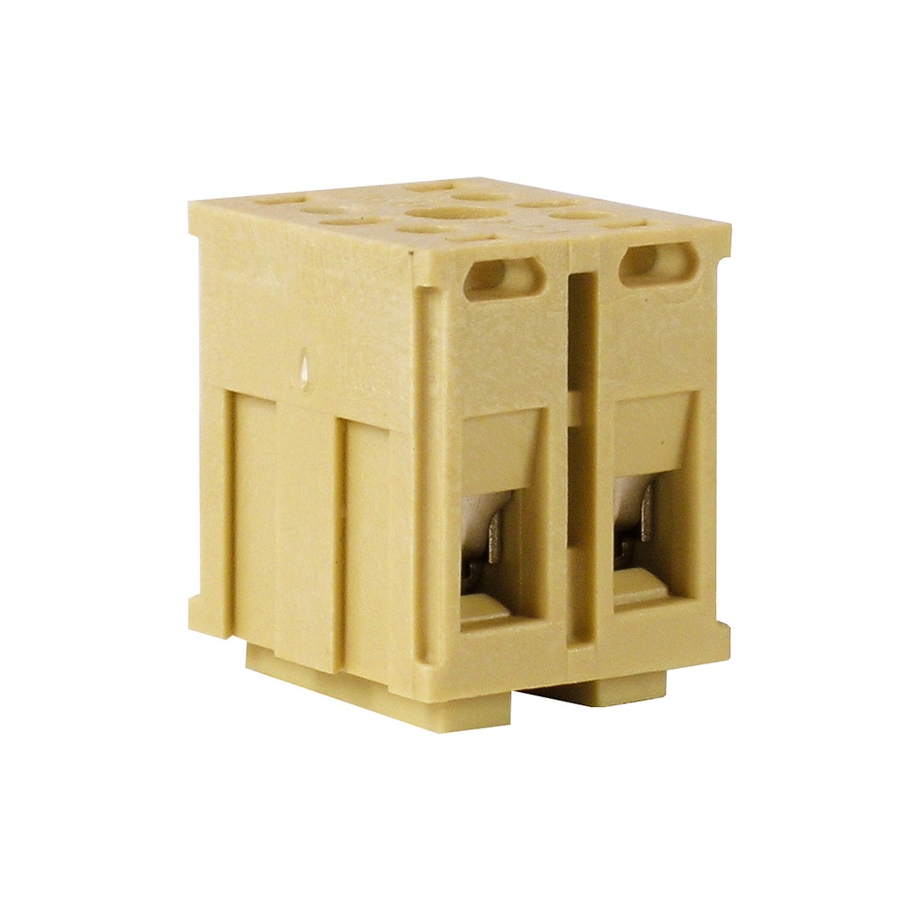 2 Pole | 300V AC, 20A | 18-12 AWG | Panel Mount Terminal Block with Screw Terminals and a Modular Interlocking Housing | Beige | 20mm x 24mm x 26mm | CESI 03 ATEX 164 U | UL Recognized