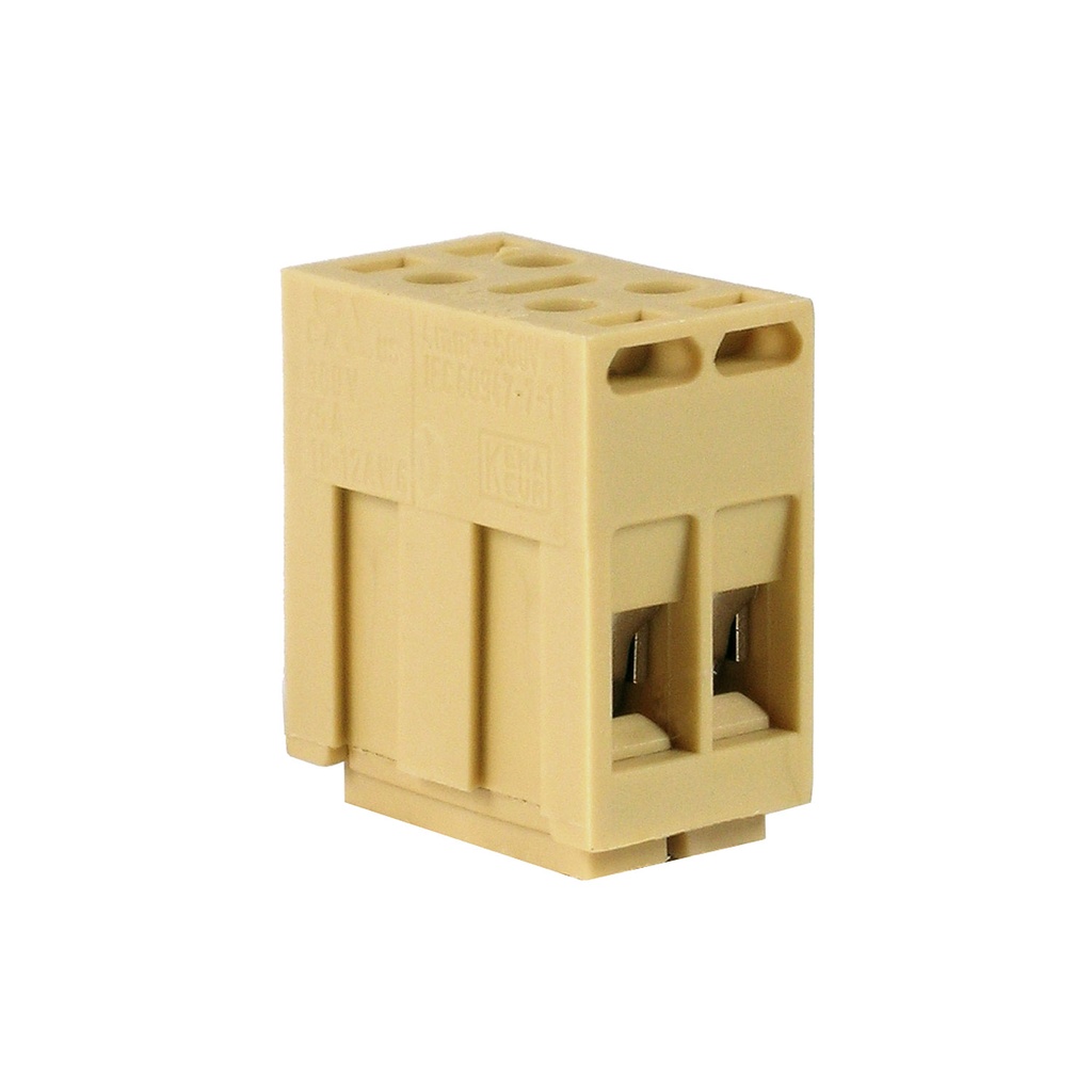 2 Pole | 300V AC, 20A | 18-12 AWG | Panel Mount Terminal Block with Screw Terminals and a Modular Interlocking Housing | Beige | 13mm x 24mm x 26mm | CESI 03 ATEX 164 U | UL Recognized