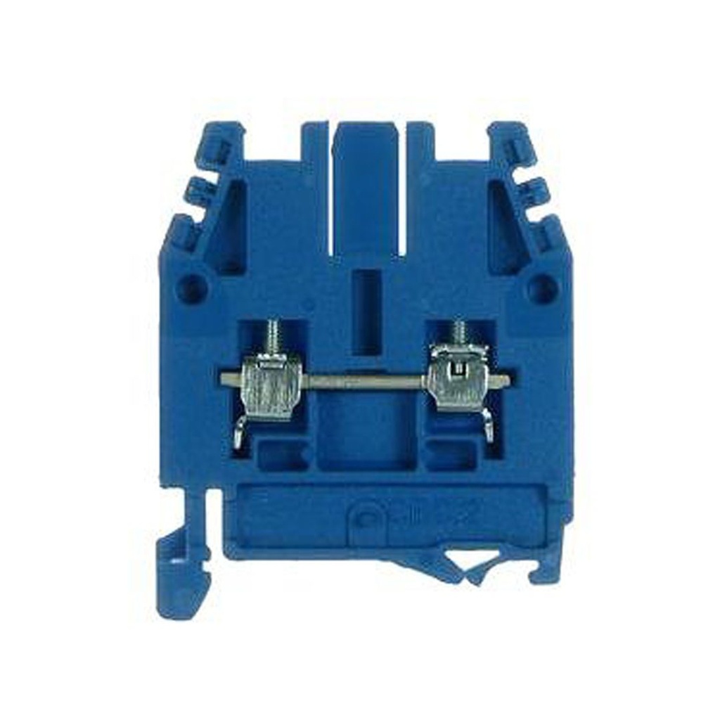 DIN Rail Screw Terminal Block, Feed Through Terminal Block, Exe Rated, Blue, 2 Wire,  20 Amp, 20-12 AWG, 600V, 5mm Wide, 