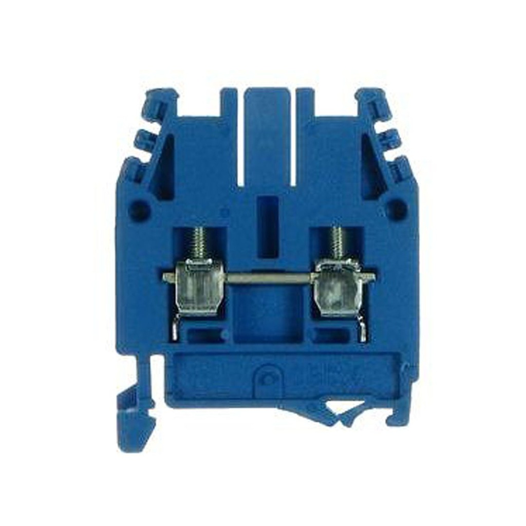 DIN Rail Screw Terminal Block, Feed Through Terminal Block, Exe Rated, Blue, 2 Wire,  30 Amp, 20-10 AWG, 600V, 6mm Wide, 