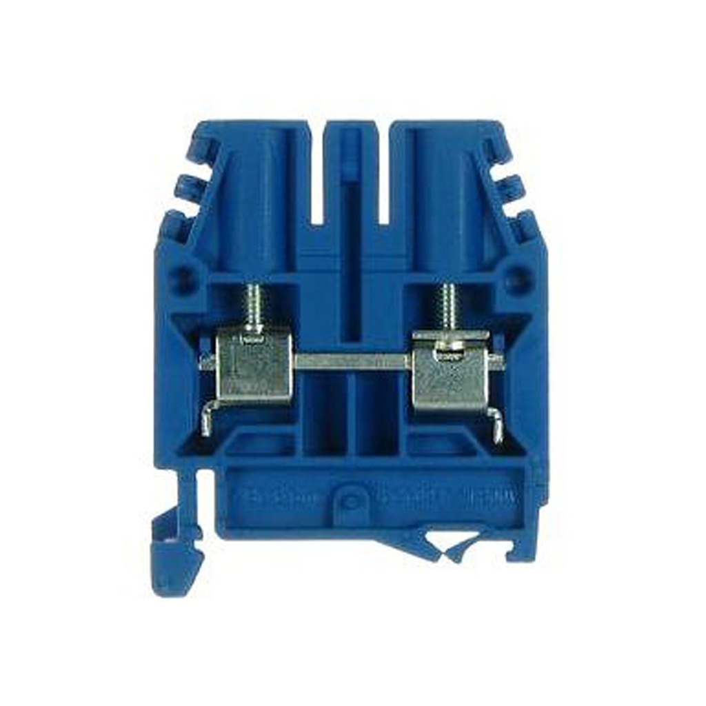 DIN Rail Screw Terminal Block, Feed Through Terminal Block, Exe Rated, Blue, 2 Wire,  50 Amp, 20-8 AWG, 600V, 8mm Wide, 