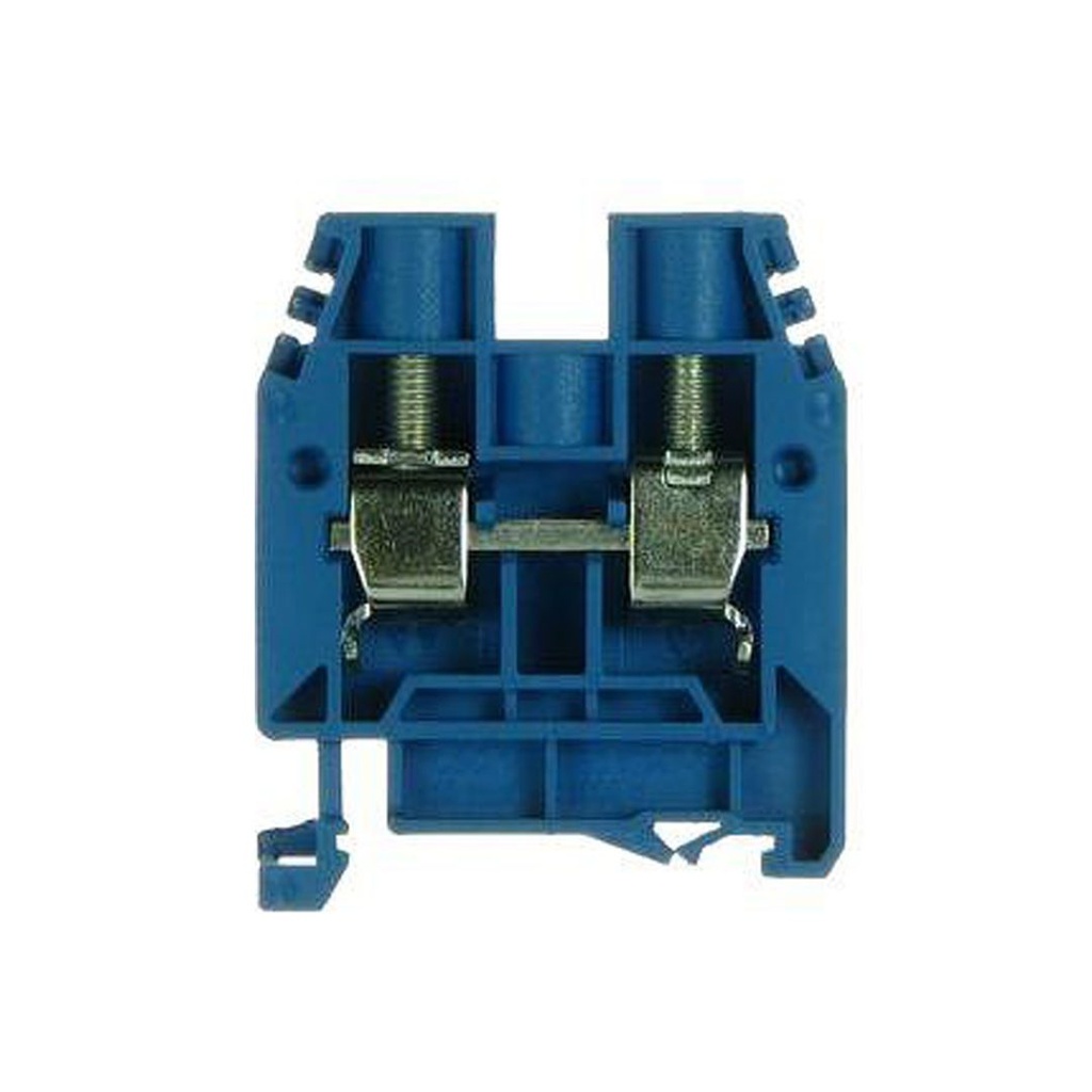 DIN Rail Screw Terminal Block, Feed Through Terminal Block, Exe Rated, Blue, 2 Wire,  100 Amp, 16-3 AWG, 600V, 12mm Wide, 