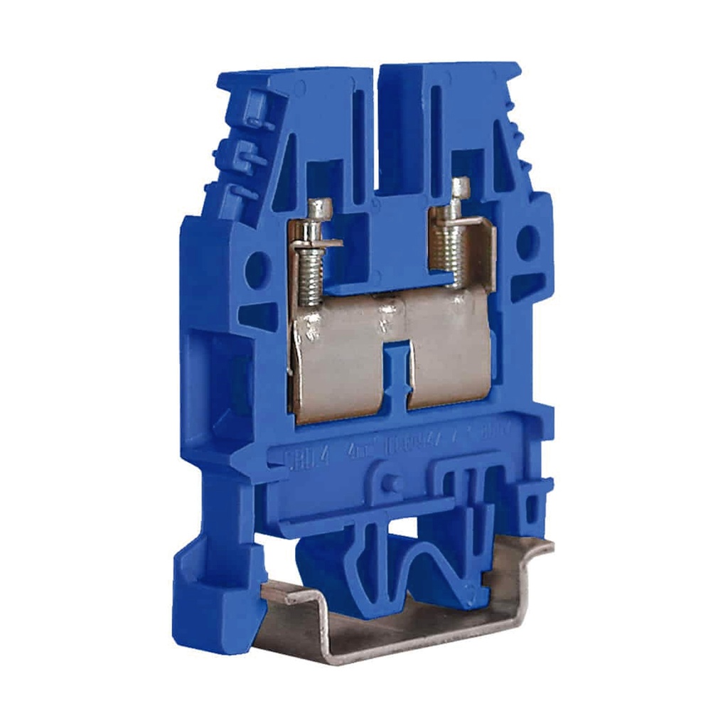 Exe Blue DIN Rail Screw Terminal Block, Screw Terminal Block With 30 Amp, 20-10 AWG, 600V, UL Rating, 6.5mm Width 