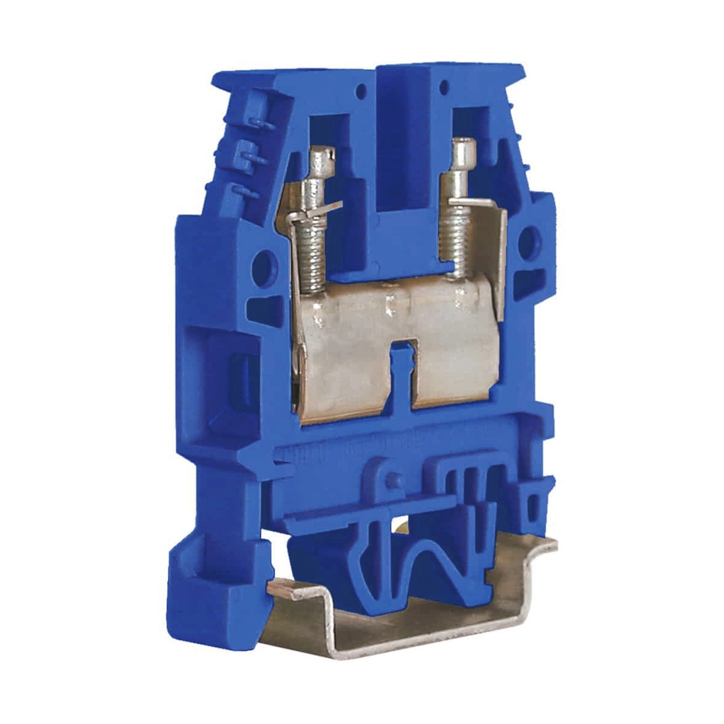 Exe Blue DIN Rail Screw Terminal Block, Screw Terminal Block With 50 Amp, 20-8 AWG, 600V, UL Rating, 6.5mm Width 