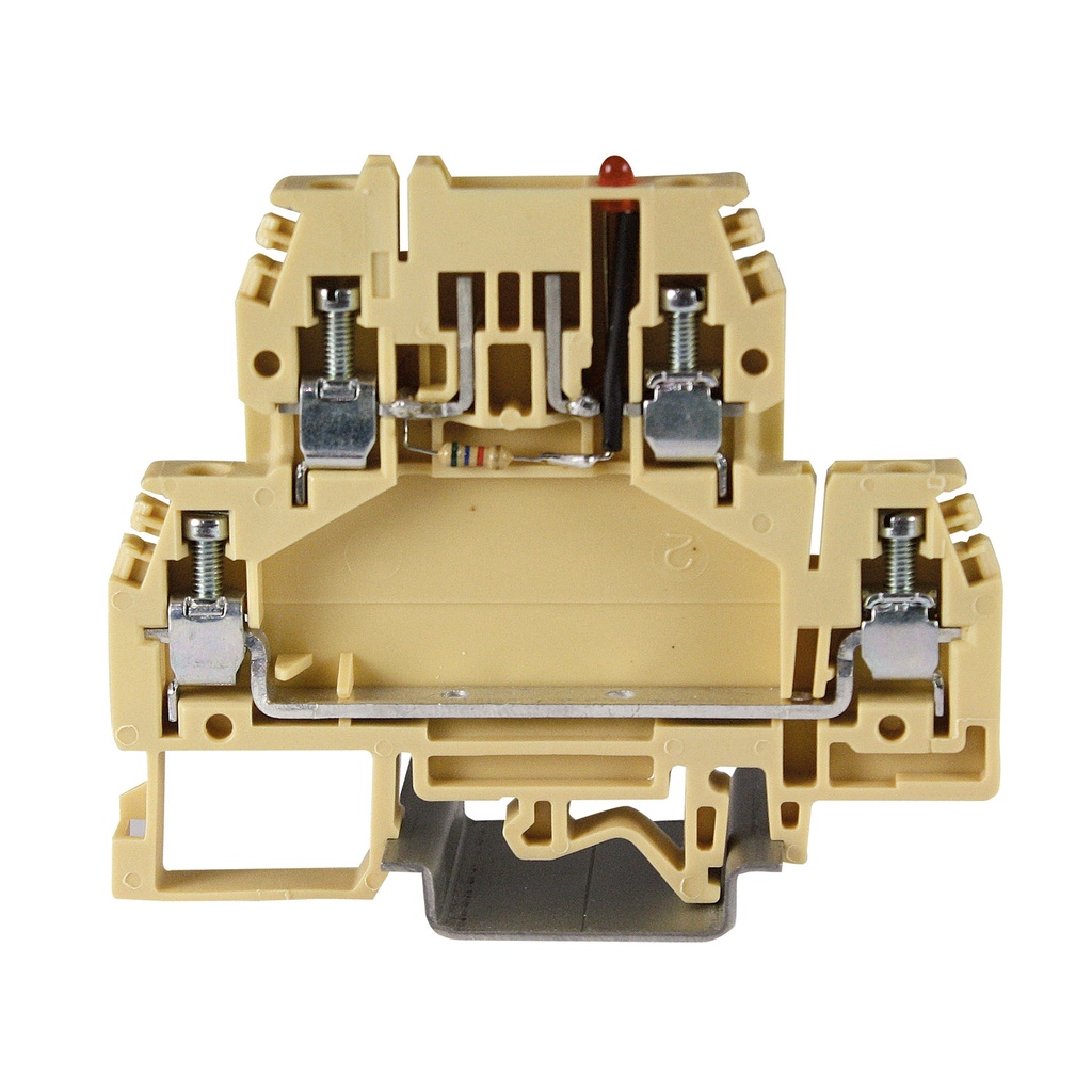 Double Level Fuse Terminal Block for Blade/Cartridge Fuses, 12V LED, DIN Rail Mounted, 