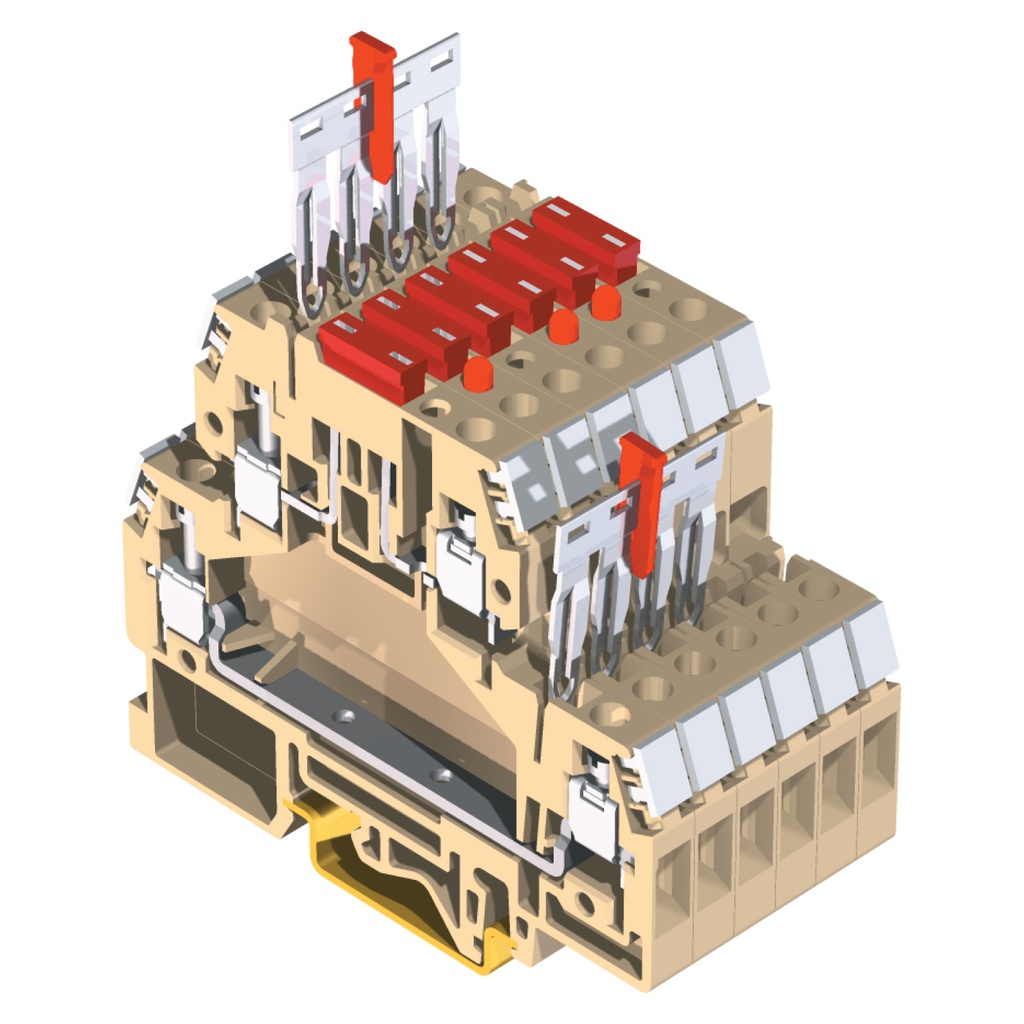 2-Level Terminal Block For Blade Fuse On Top Level, With 24V LED Blown Fuse Indication