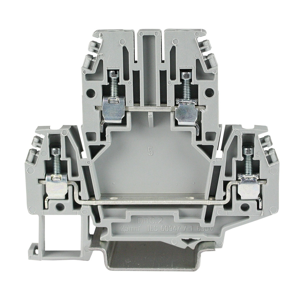 2 Level Terminal Block, DIN Rail Mount, Only 5mm Wide, Screw Terminal Block 2 Level For 28-12 AWG, Accepts Push In Jumpers, 