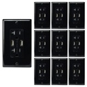 20A Duplex Wall Outlet with 2 USB Ports, Black (10-Pack)