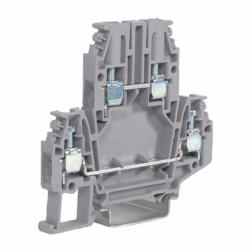 2 Level Terminal Block, DIN Rail Mount, Only 6mm Wide, Screw Terminal Block 2 Level For 20-10 AWG, Accepts Push In Jumpers, 