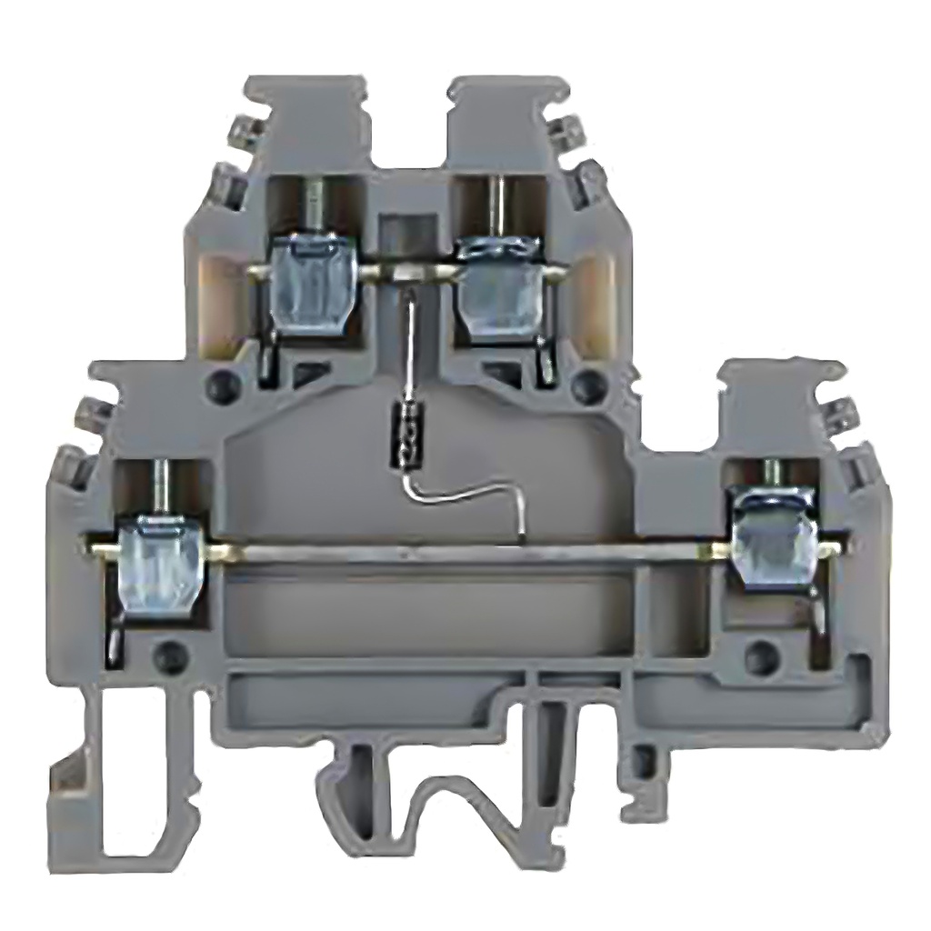 2 Level DIN Rail Terminal Block With A Voltage Indicating LED Between Levels, Green LED, 20-30Vdc
