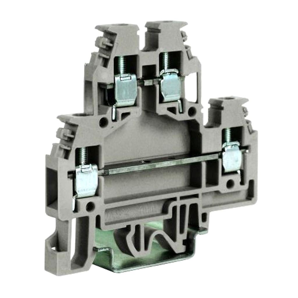 2 Level Terminal Block, Exe Rated DIN Rail Mount Screw Terminal Block 2 Level,  20A, 600V, 20-10 AWG, 6mm Wide, 