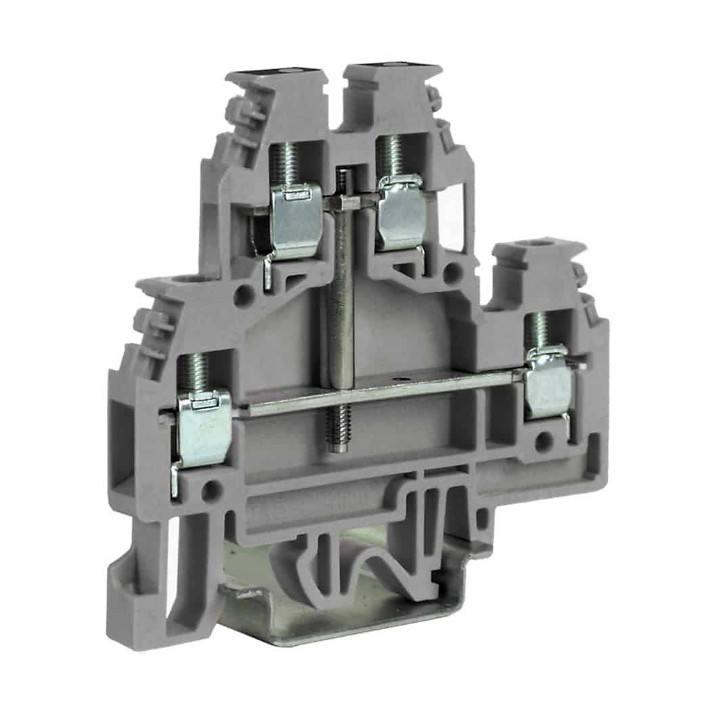 2 Level Terminal Block, Exe Rated, DIN Rail Mount, With A Jumper Between the Upper and Lower Level, Screw Clamp, 24-10AWG