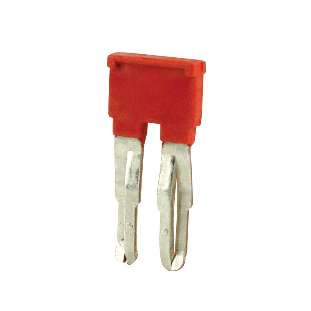 2 Position Push-In Jumper for DIN Rail Terminal Blocks, Red, 5.2mm Spacing, 