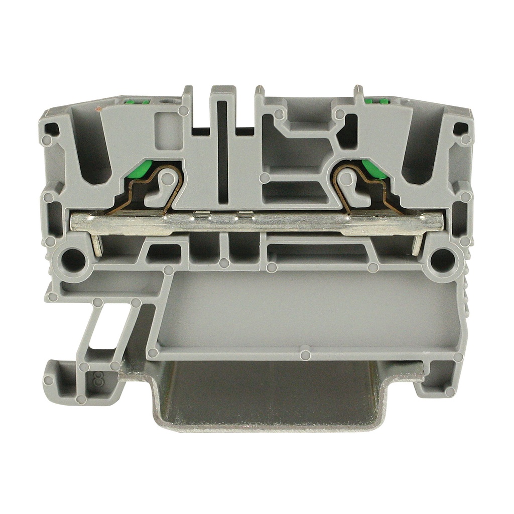 Terminal Block, Push-In Spring Clamp Termination, 2-Wire, 5.2mm Wide, 20A, 600V, 24-12AWG, Grey, UL, IEC/ATEX