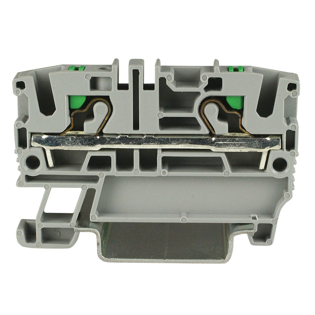 2 Wire Push-In Terminal Block, DIN Rail Mount, 6.2mm, UL 30A, 600V, 24-10 AWG, Gray Housing  