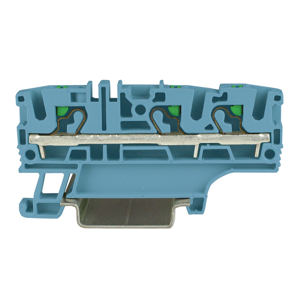 Hazardous Location Push In Terminal Block, 3 Wire, DIN Rail Mount, Ex Rated, 6.2mm, Blue Housing, 