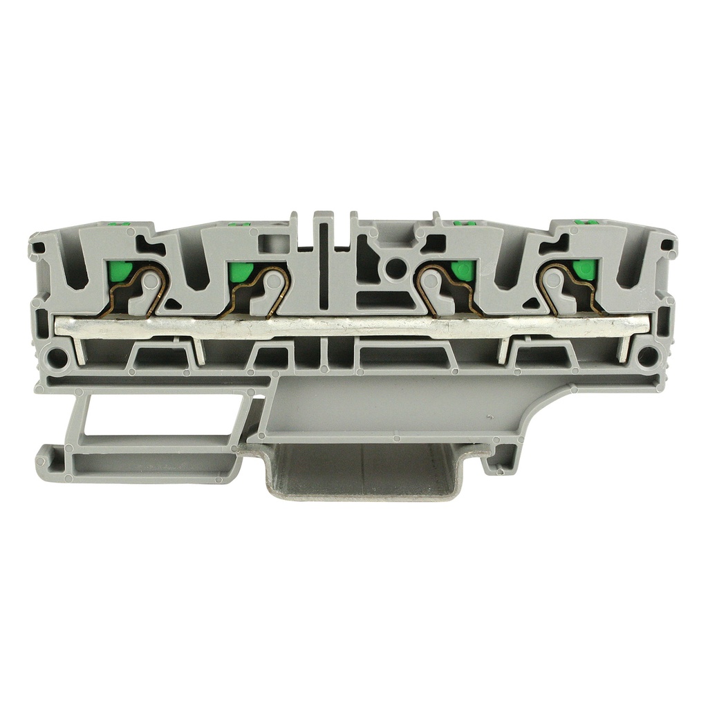 4 Wire Push-In Terminal Block, DIN Rail Mount, 6.2mm, UL 30A, 600V, 24-10 AWG, Gray Housing  
