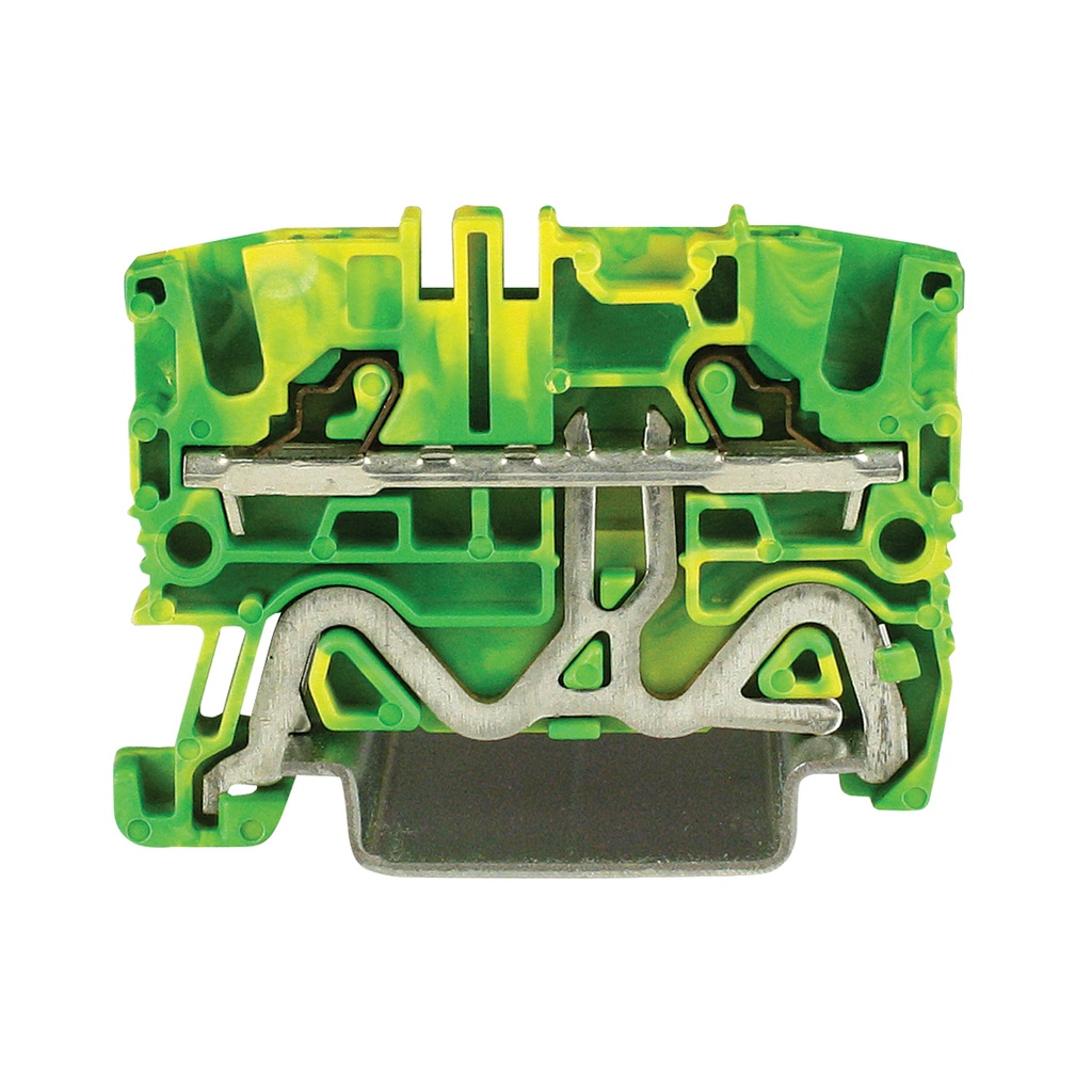 Ground Terminal Block, Push-In Connection Ground Terminal Block For 2 Wires, DIN Rail Mount, 24-12 AWG, 5.2mm, 
