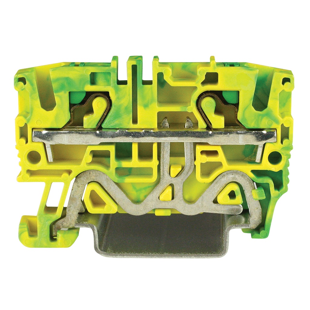 Ground Terminal Block, Push-In Connection Ground Terminal Block For 2 Wires, DIN Rail Mount, 24-10 AWG, 6.2mm, 