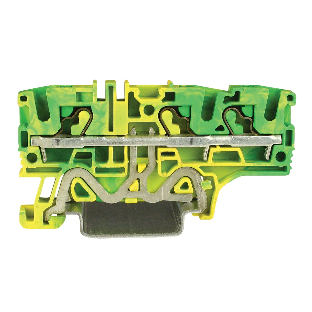 Ground Terminal Block, Push-In Connection Ground Terminal Block For 3 Wires, DIN Rail Mount, 24-10 AWG, 6.2mm, 