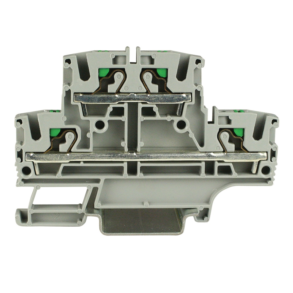 2 Level Push In Terminal Block, DIN Rail Mount, 6.2mm, UL 24-10 AWG, 30A, 600V, Gray Housing, 