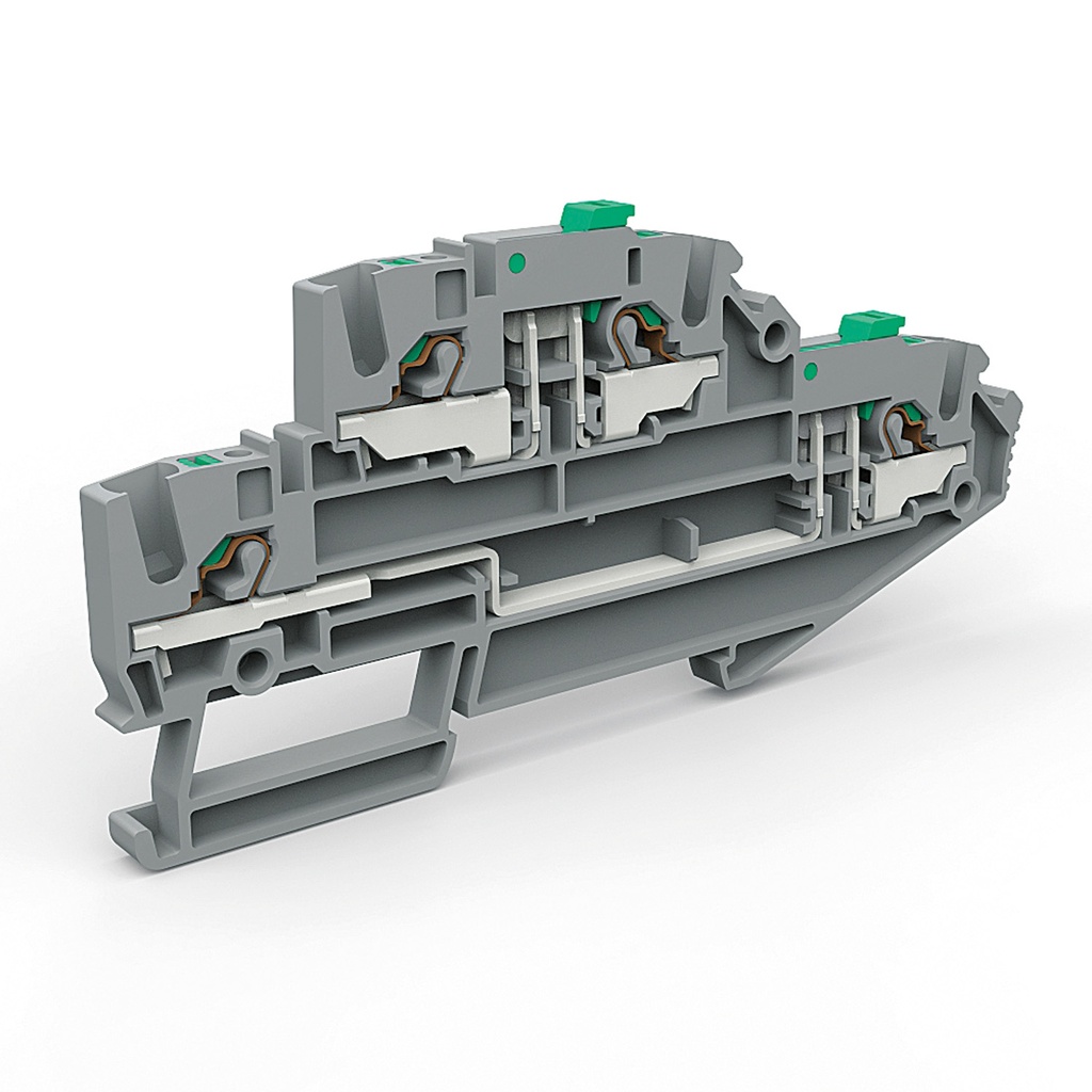 2 Level Knife Disconnect Push In Terminal Block, DIN Rail Mount, 24-12 AWG, 12A, 300V, 