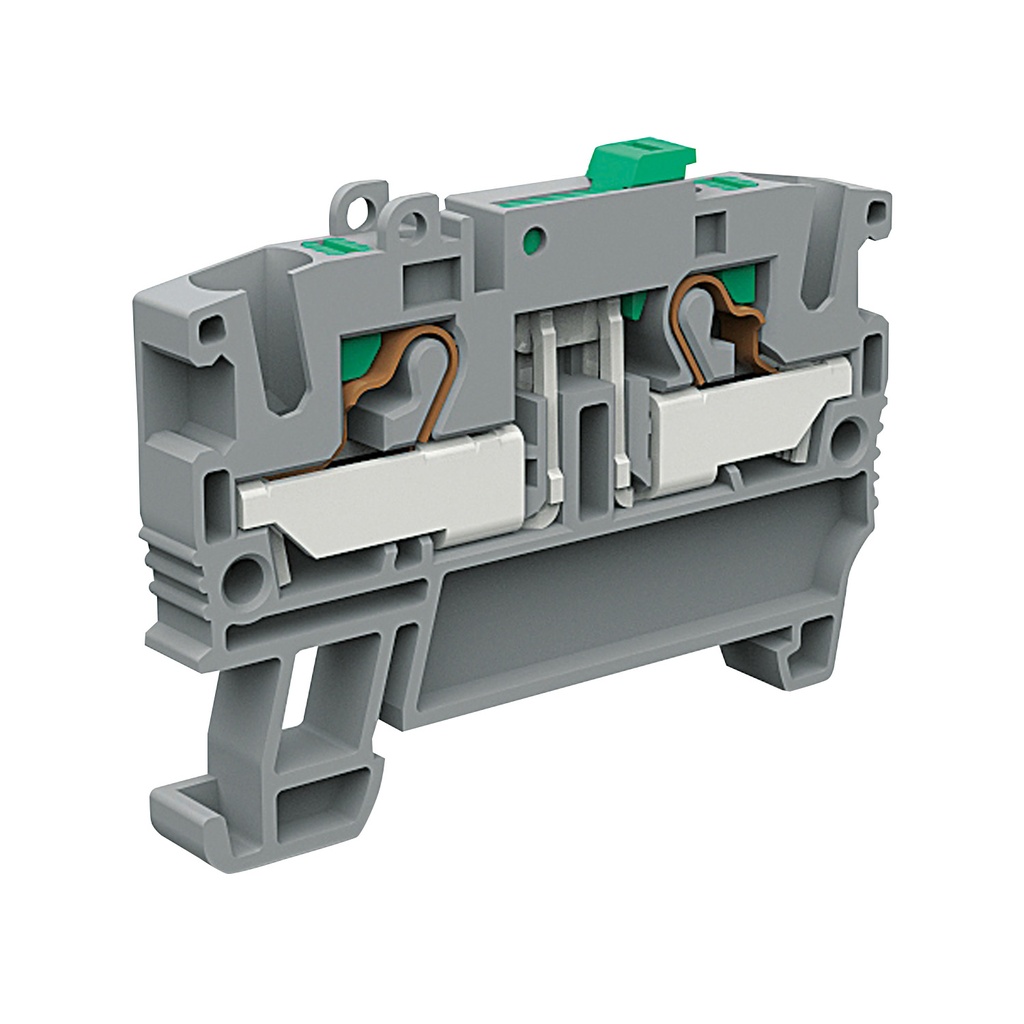 Knife Disconnect Push In Terminal Block, DIN Rail Mount, Gray Housing, 6.2mm, UL 24-10 AWG, 18.5A, 300V, 