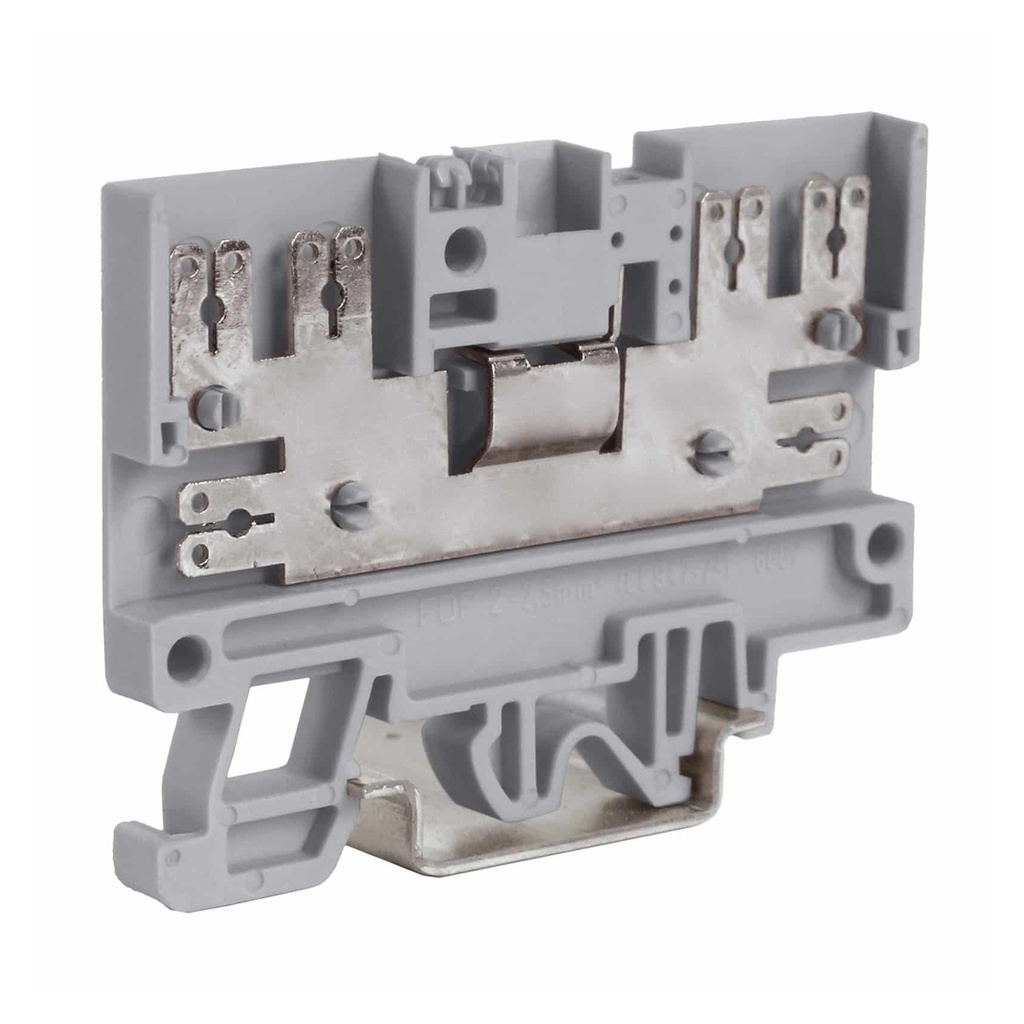 Push-on Tab Connection Feed-Thru Terminal Block, 20-10 AWG, Gray