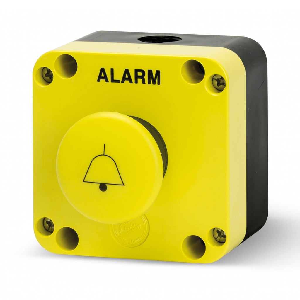 Alarm Push Button Control Station With Engraved Yellow Push Button Switch And Yellow Enclosure, 40mm Head, .