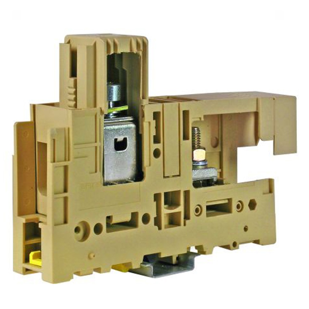 High Current Terminal Block, DIN Rail Mount, 200 Amp Bolt Connection To Clamp Feed Through Terminal Block, 1000V IEC Rating, 