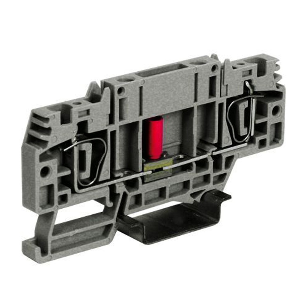 Spring Terminal Block With A Sliding Link Disconnect, DIN Rail Mount, 24-10 AWG, 30A, 600V, 6.2mm Screwless Terminal Block, Gray, 