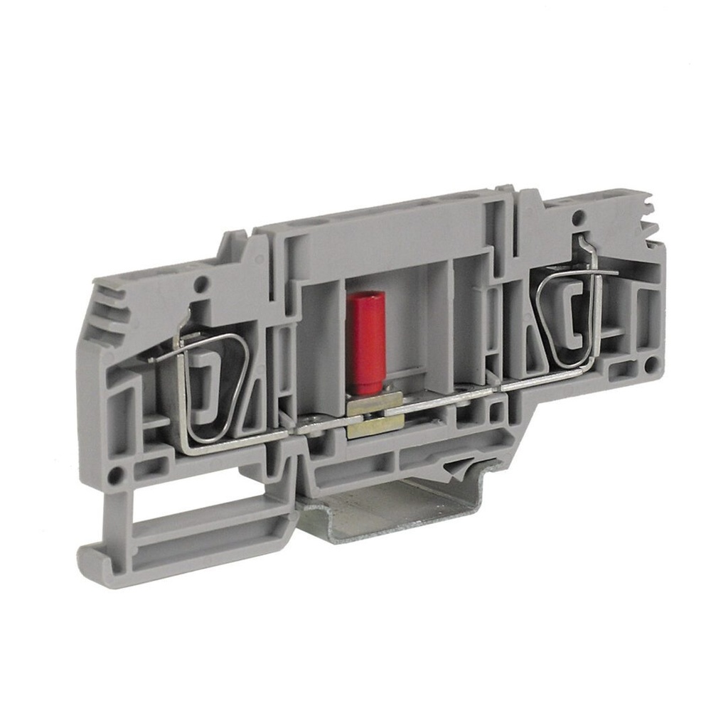 Spring Terminal Block With A Sliding Link Disconnect, DIN Rail Mount, 24-8 AWG, 35A, 600V, 8.2mm Screwless Terminal Block, Gray, 