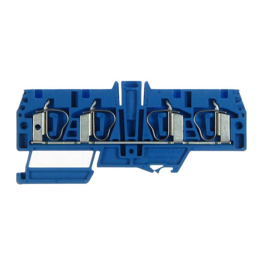Spring Clamp Connection 1-Level Feed-Thru DIN Rail Mounted Terminal Block, 2 inputs, 2 outputs, 24-10 AWG, (Ex)i Blue