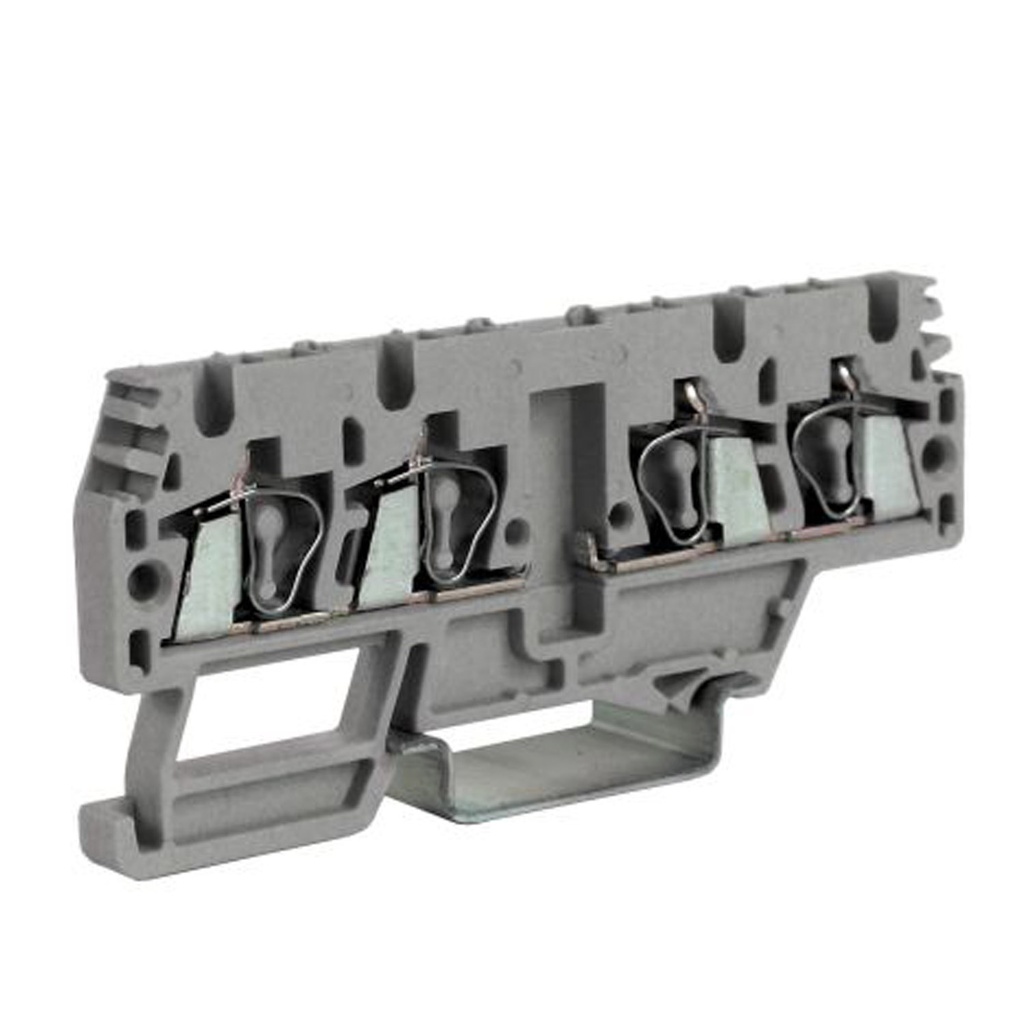 Single Level Spring Clamp 4 Wire Split Terminal Block, DIN Rail