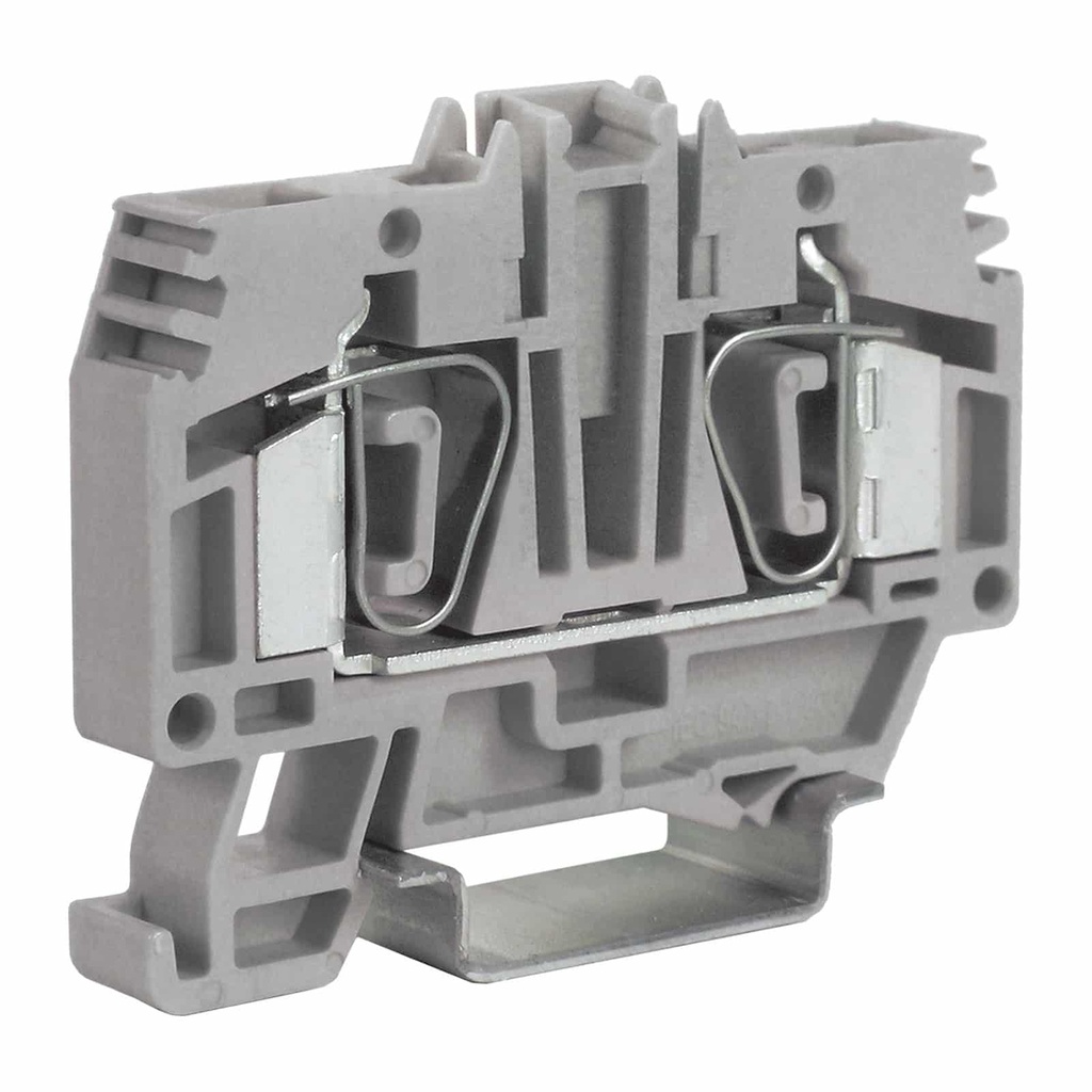 2 Wire Spring Terminal Block, DIN Rail Mount, Screwless Feed Through Terminal Block For 2 Wires, 24-8 AWG, 41 Amp, 600V, 8.2mm, 