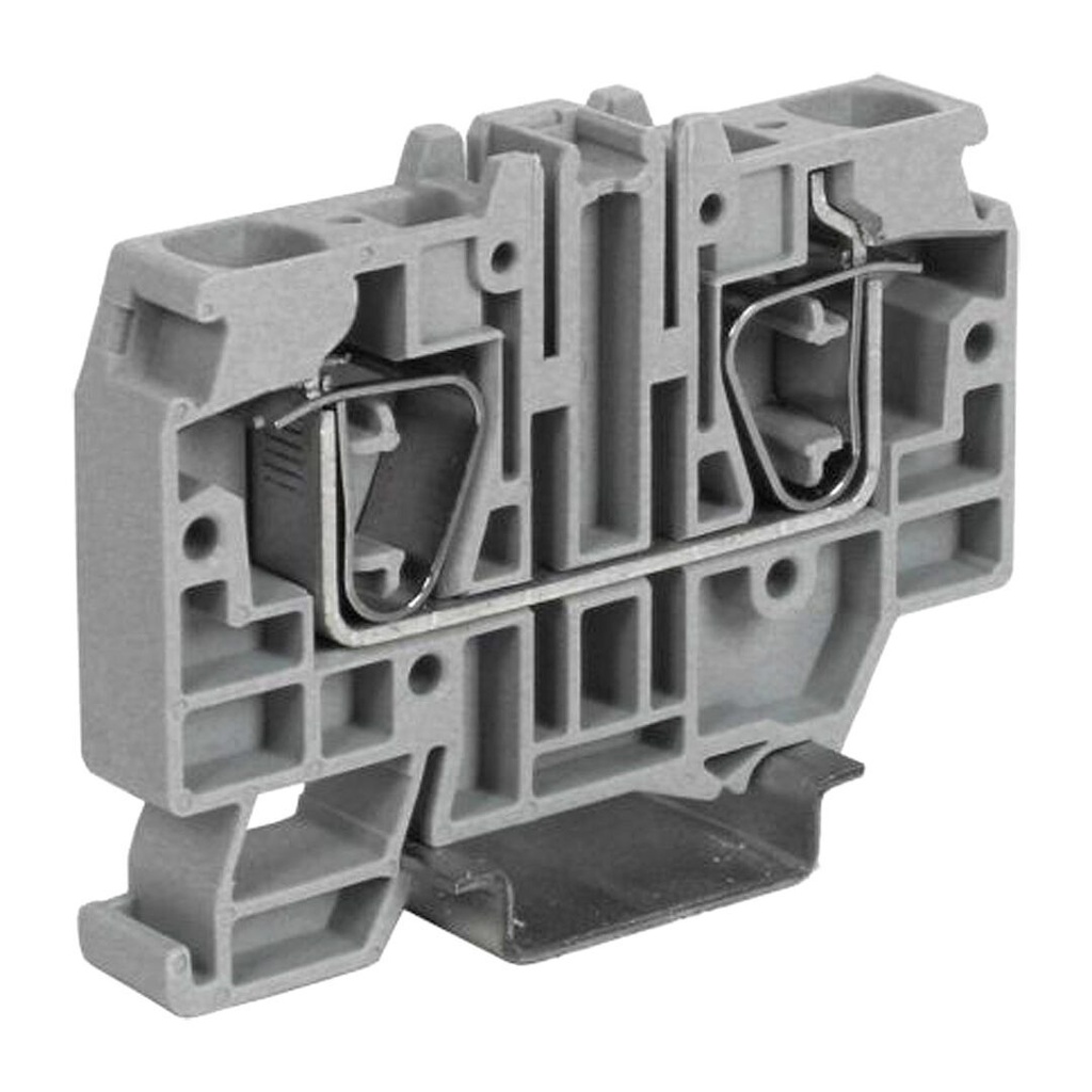 2 Wire Spring Terminal Block, DIN Rail Mount, Screwless Feed Through Terminal Block For 2 Wires, 20-6 AWG, 57 Amp, 600V, 10mm, 