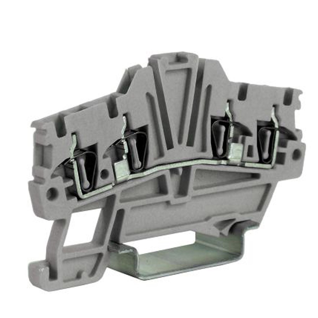 4 Wire Spring Terminal Block, DIN Rail Mount, Screwless Feed Through Terminal Block For 4 Wires, 26-14 AWG, 15 Amp, 600V, 4.2mm, 