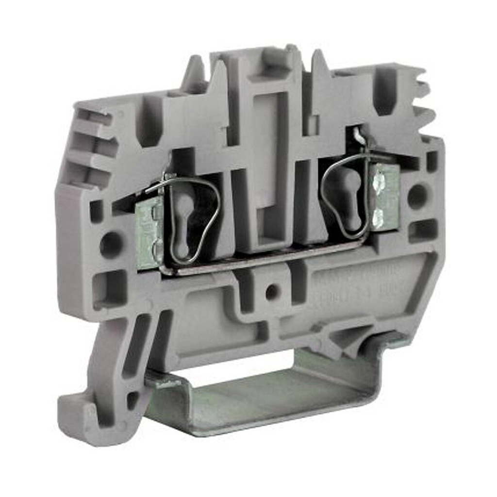 2 Wire Spring Terminal Block, DIN Rail Mount, Screwless Feed Through Terminal Block For 2 Wires, 24-12 AWG, 20 Amp, 600V, 5.2mm, 