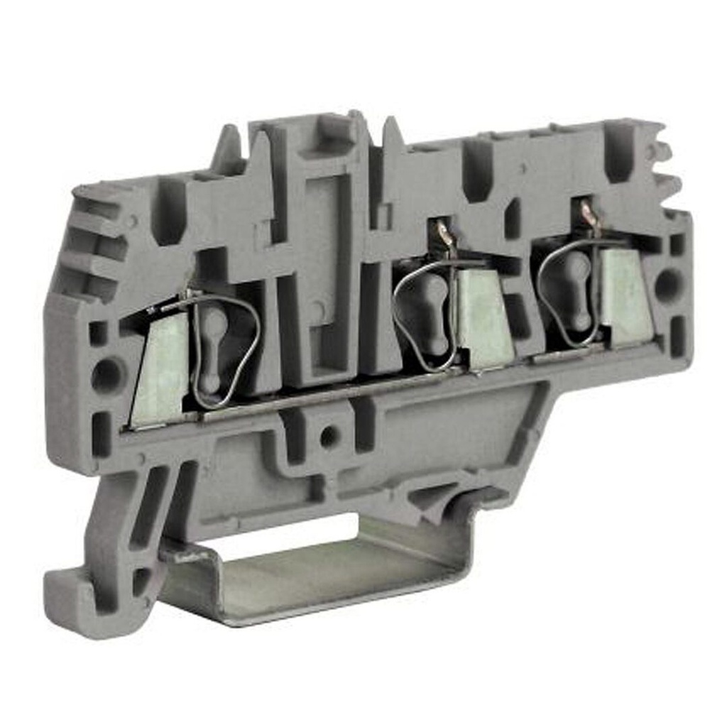 3 Wire Spring Terminal Block, DIN Rail Mount, Screwless Feed Through Terminal Block For 3 Wires, 24-12 AWG, 20 Amp, 600V, 5.2mm, 