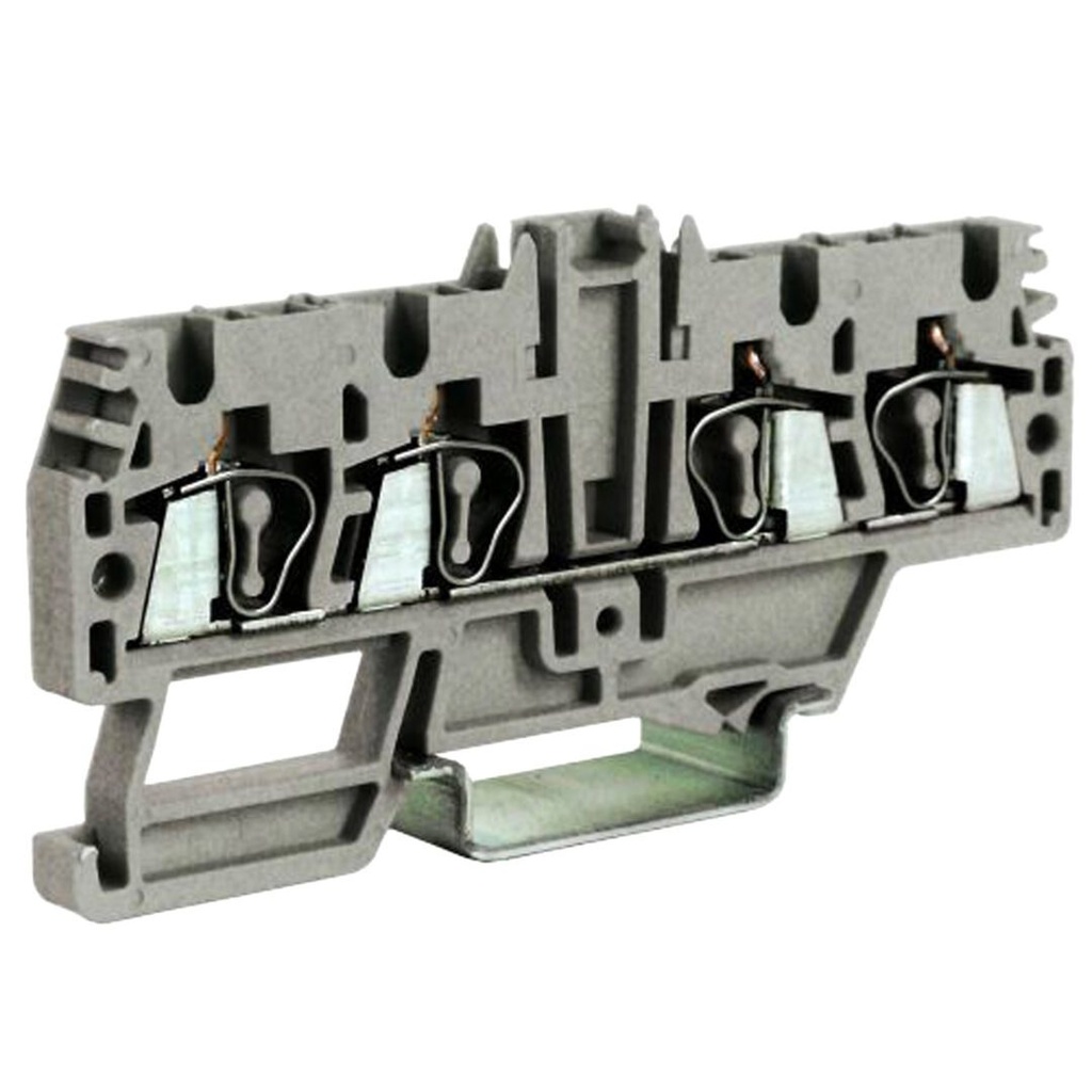 4 Wire Spring Terminal Block, DIN Rail Mount, Screwless Feed Through Terminal Block For 4 Wires, 20 Amp, 600V, 5.2mm