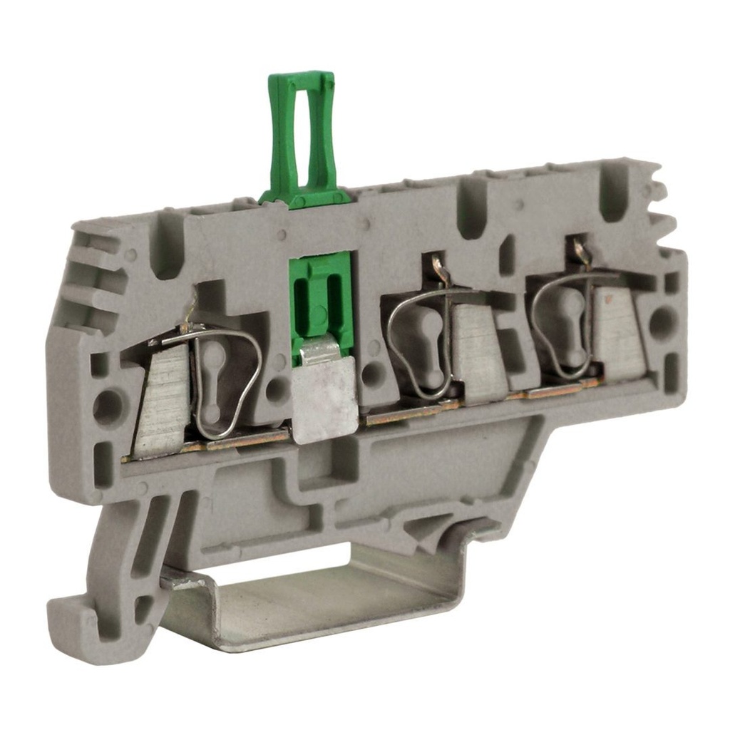 DIN Rail Spring Type Circuit Disconnect Terminal Block, Opens 1 Wire From 2 Wires