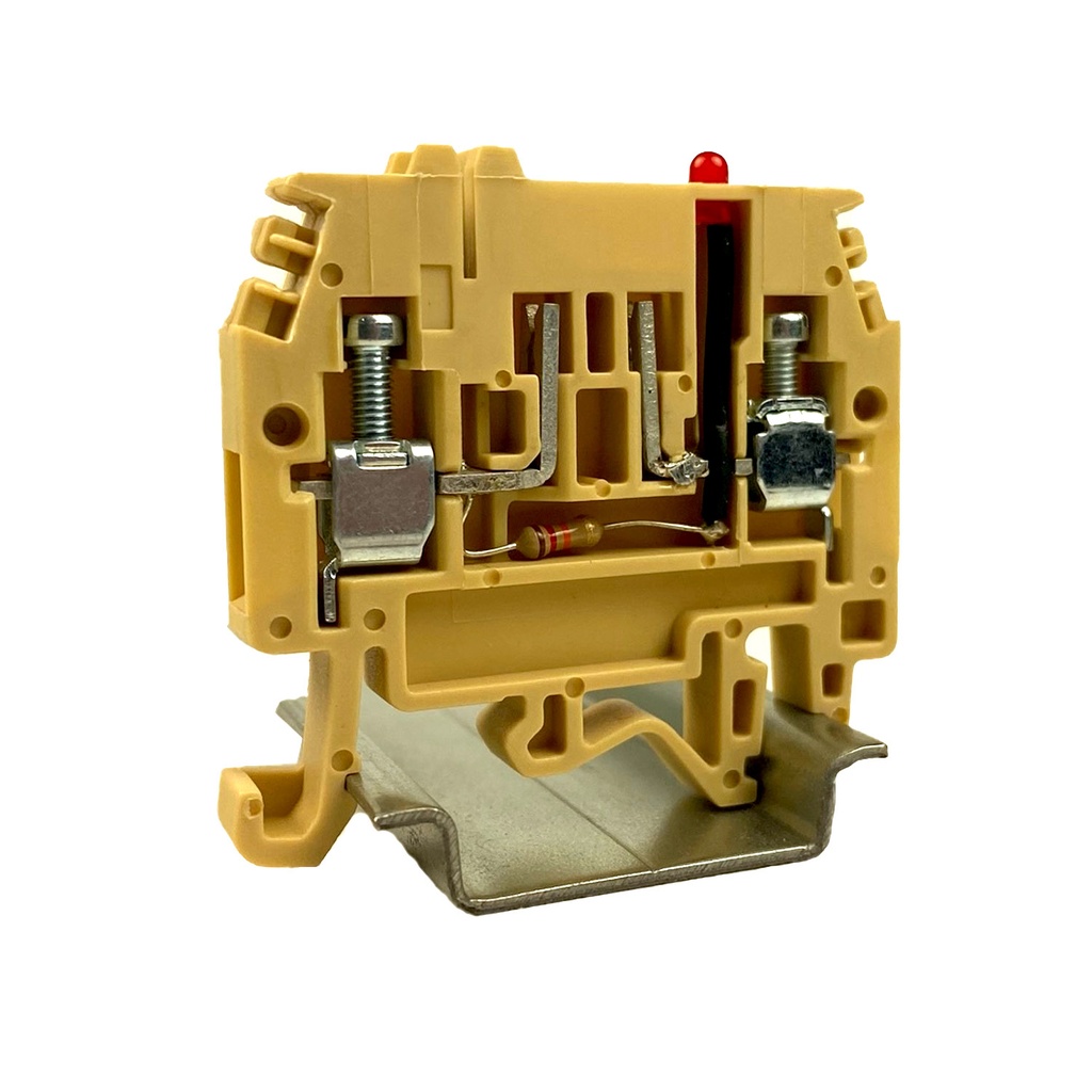 Blade Fuse Terminal Block With 24V LED, DIN Rail Mount, Beige