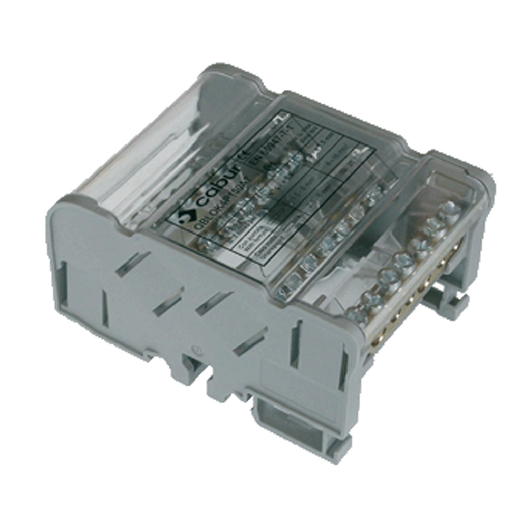 ASI QBLOK4125 | DIN Rail Mount Power Distribution Block | Four Busbar, 125A, 1000V | 4x 11-Output Connections | Electrical Power Splitter | Single Unit