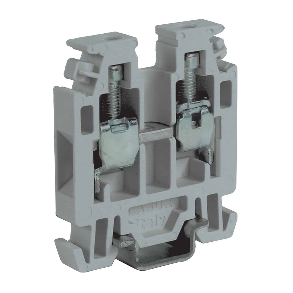 Mini DIN Rail Terminal Block, Feed Thru, Screw Clamp, 5mm Width, UL Ratings 20-12 AWG, 20A, 300V, Gray Housing, 