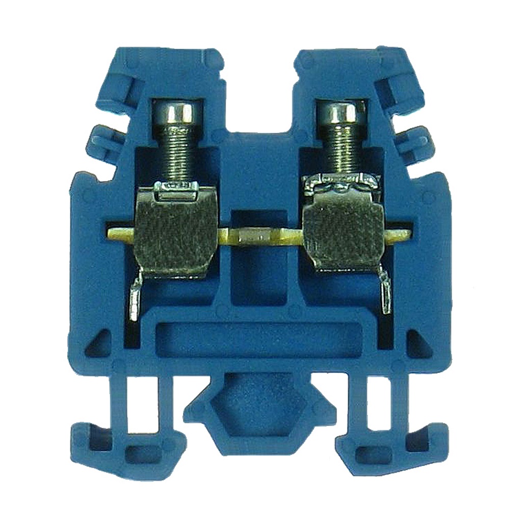 Screw Clamp Connection Mini Feed-Thru (Ex)i Blue DIN Rail Mounted Terminal Block, 20-10 AWG